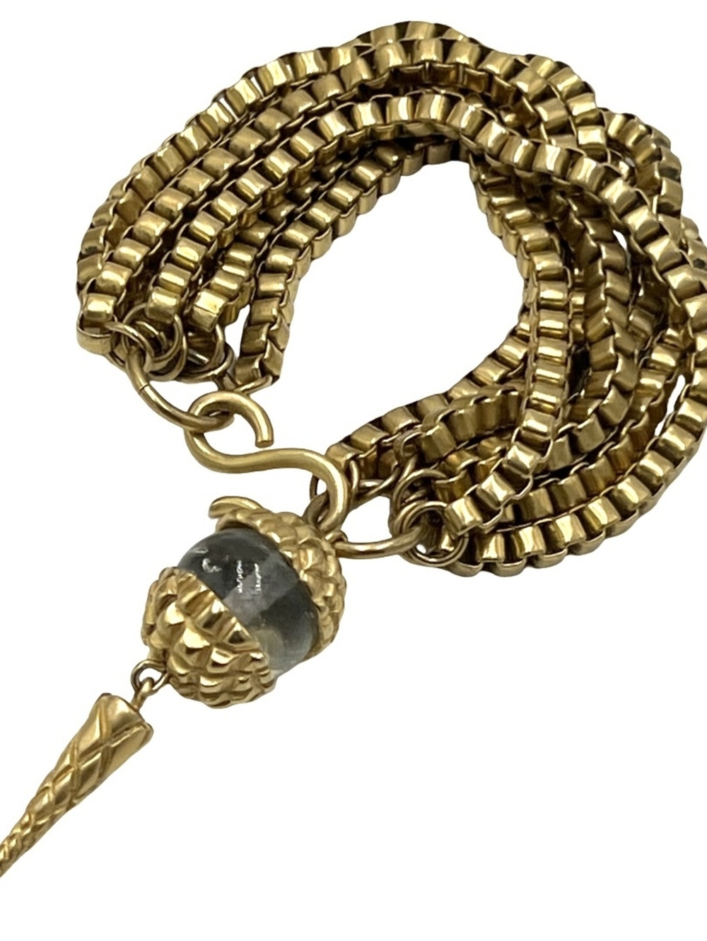 Gold tone Glass Heavy Multi Box Chain Hook Closure Bracelet